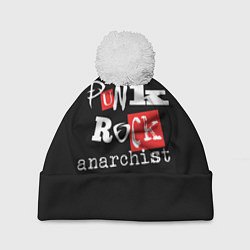 Шапка с помпоном Панк-рок анархист, цвет: 3D-белый