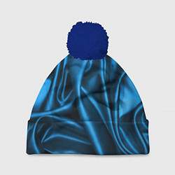 Шапка с помпоном Синий шёлк, цвет: 3D-тёмно-синий