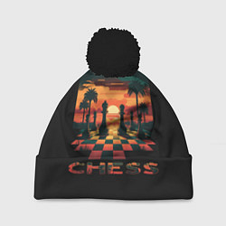 Шапка с помпоном Chess - на закате, цвет: 3D-черный