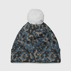 Шапка с помпоном Камуфляж сеточный, цвет: 3D-белый