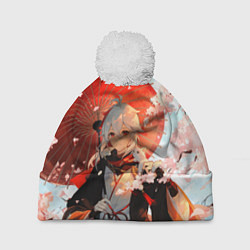 Шапка с помпоном Казуха с зонтиком - Геншин Импакт, цвет: 3D-белый