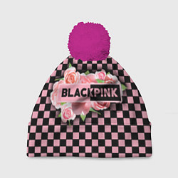 Шапка с помпоном Blackpink logo roses, цвет: 3D-малиновый