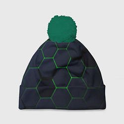 Шапка c помпоном Honeycombs green