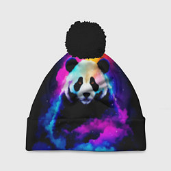 Шапка с помпоном Панда и краски, цвет: 3D-черный