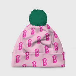 Шапка с помпоном Барби паттерн буква B, цвет: 3D-зеленый