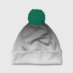 Шапка c помпоном Black and white gradient