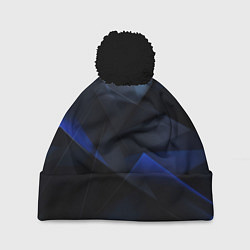 Шапка с помпоном Черная и голубая текстура, цвет: 3D-черный