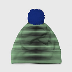 Шапка с помпоном Зеленый полосатый градиент, цвет: 3D-тёмно-синий