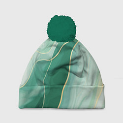 Шапка с помпоном Малахитовые полосы, цвет: 3D-зеленый