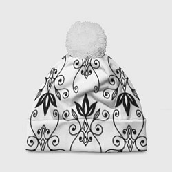 Шапка с помпоном Royal Lily - pattern, цвет: 3D-белый