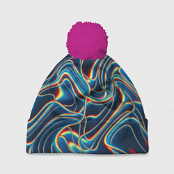 Шапка с помпоном Abstract waves, цвет: 3D-малиновый