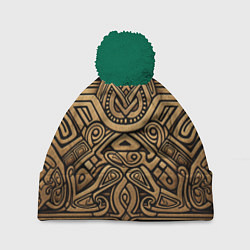 Шапка с помпоном Орнамент в стиле викингов, цвет: 3D-зеленый