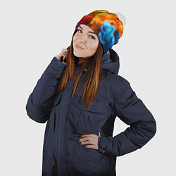 Шапка с помпоном Цветной дым, цвет: 3D-белый — фото 2