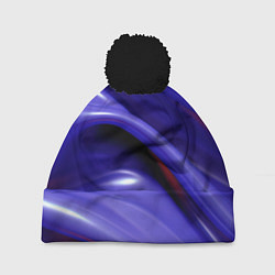 Шапка с помпоном Фиолетовые абстрактные волны, цвет: 3D-черный