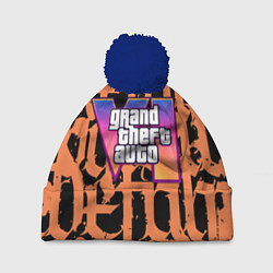 Шапка с помпоном GTA 6 граффити, цвет: 3D-тёмно-синий