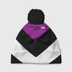 Шапка с помпоном Ретро спортивный костюм с полосами, цвет: 3D-черный