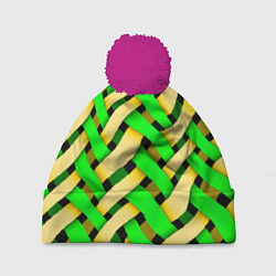 Шапка с помпоном Кислотная объёмная плетёнка, цвет: 3D-малиновый