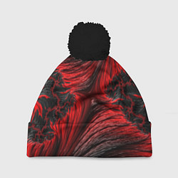 Шапка с помпоном Красно черный текстурный фон, цвет: 3D-черный
