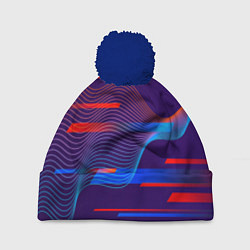 Шапка с помпоном Abstraction colored, цвет: 3D-тёмно-синий
