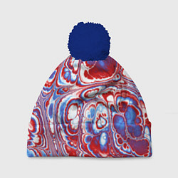 Шапка с помпоном Абстрактный разноцветный паттерн, цвет: 3D-тёмно-синий