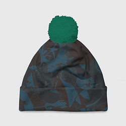 Шапка с помпоном Абстрактный камуфляж, цвет: 3D-зеленый