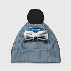 Шапка с помпоном Bugatti Centodieci - белая бугатти чентодиечи, цвет: 3D-черный