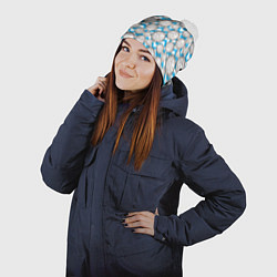 Шапка с помпоном Мячи волейбольные паттерн, цвет: 3D-белый — фото 2