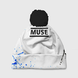 Шапка с помпоном MUSE рок стиль краски, цвет: 3D-черный