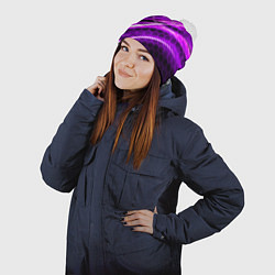 Шапка с помпоном Starfield game logo neon, цвет: 3D-белый — фото 2