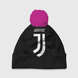 Шапка с помпоном Juventus sport fc белое лого, цвет: 3D-малиновый