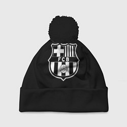 Шапка с помпоном Barcelona fc club белое лого, цвет: 3D-черный