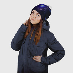 Шапка с помпоном Синее абстрактное сияние, цвет: 3D-белый — фото 2