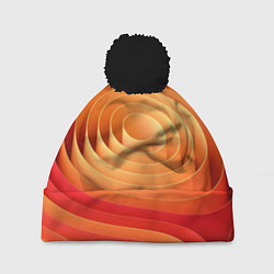 Шапка с помпоном Оранжевые объемные круги, цвет: 3D-черный