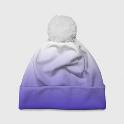 Шапка c помпоном Градиент белый ультрамарин