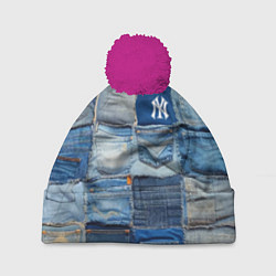 Шапка с помпоном Patchwork - New York yankees baseball team, цвет: 3D-малиновый