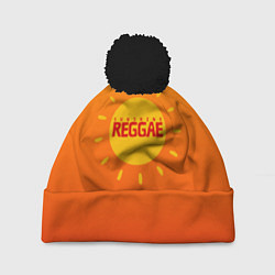 Шапка с помпоном Orange sunshine reggae, цвет: 3D-черный