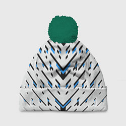 Шапка с помпоном Black and blue stripes on a white background, цвет: 3D-зеленый