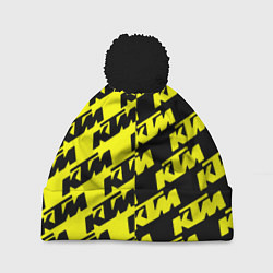 Шапка с помпоном KTU жёлто чёрный стиль, цвет: 3D-черный