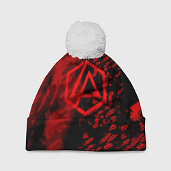 Шапка с помпоном Linkin park red logo, цвет: 3D-белый