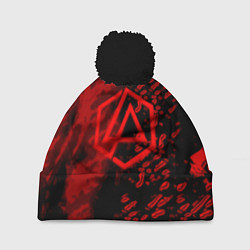 Шапка с помпоном Linkin park red logo, цвет: 3D-черный