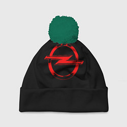 Шапка с помпоном Opel red logo, цвет: 3D-зеленый