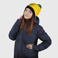 Шапка с помпоном За веру царя Николай II крест черный, цвет: 3D-зеленый — фото 2