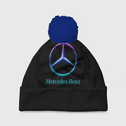 Шапка с помпоном Mercedes neon logo, цвет: 3D-тёмно-синий