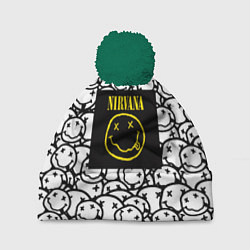 Шапка c помпоном Nirvana rock pattern