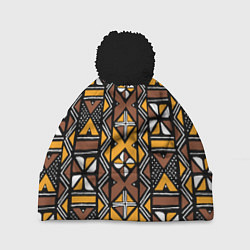 Шапка с помпоном Африканский мавританский узор, цвет: 3D-черный