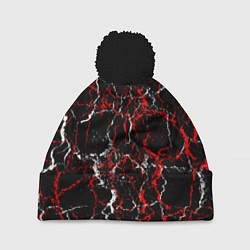 Шапка с помпоном Абстрактная текстура мраморного вида, цвет: 3D-черный