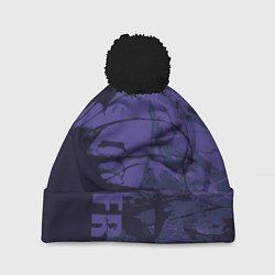 Шапка с помпоном Абстрактное лицо девушки на фиолетовом - abstract, цвет: 3D-черный