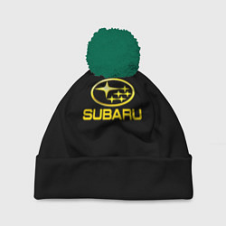 Шапка c помпоном Subaru logo yellow