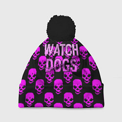 Шапка c помпоном Watch dogs neon skull