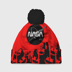 Шапка с помпоном Marshmello x Nasa red, цвет: 3D-черный